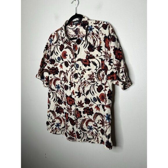 Jogal Hawaiian Shirt Mens Short Sleeve Button Up Red Floral Print Size XL - Picture 2 of 9